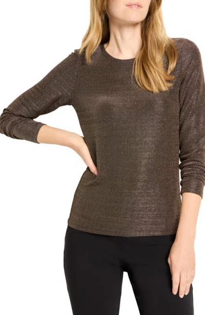 Nic + Zoe Nic+zoe Diamonte Long Sleeve Knit Top In Brown