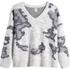 Nic + Zoe Nic+zoe Direction Drift Cotton Blend Sweater In Indigo Multi
