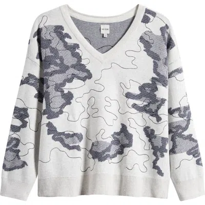 Nic + Zoe Nic+zoe Direction Drift Cotton Blend Sweater In Indigo Multi