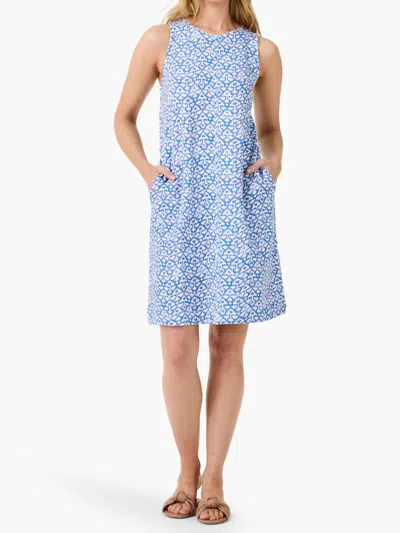 Nic + Zoe Dotty Ikat Sleeveless Shift Dress In Blue Multi
