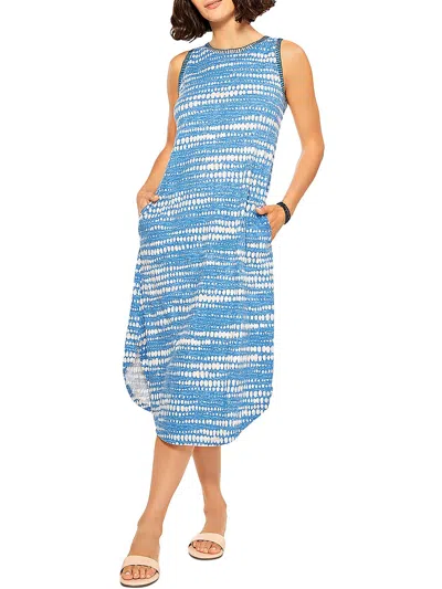 Nic + Zoe Dotty Lines Womens Tank Whipstitch Midi Dress In Multi