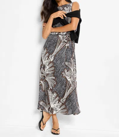 NIC + ZOE DOTTY PALMS BOAT NECK BIANCA DRESS IN BLACK MULTI