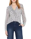 Nic + Zoe Nic+zoe Abstract Square Ruffle Chiffon Top In White
