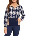 Nic + Zoe Double Diamond Half Zip Sweater In Indigo Multi In Multi