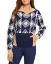 Nic + Zoe Double Diamond Half Zip Sweater In Indigo Multi In Indigo Multi
