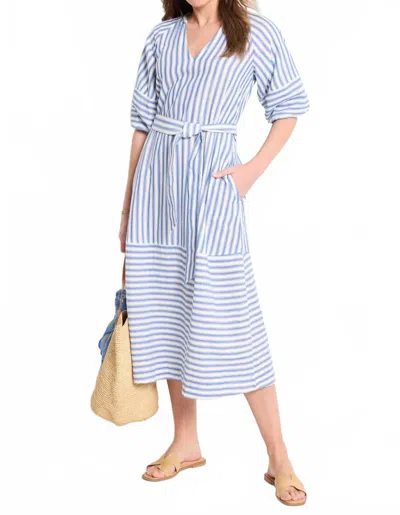 Nic + Zoe Double Gauze Mixed Stripe Dress In Blue Multi