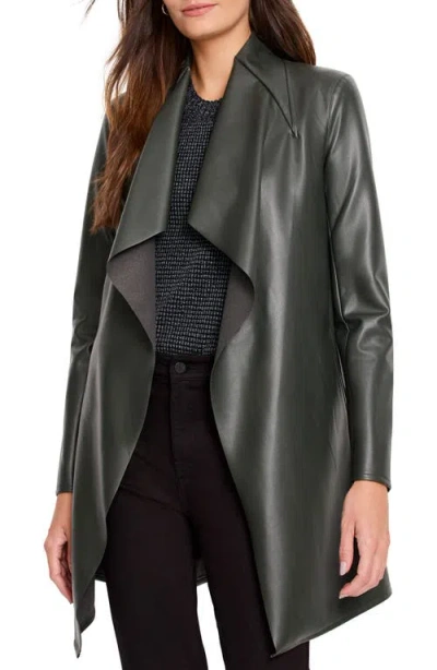 Nic + Zoe Faux Leather Lounge Around Jacket In Hickory