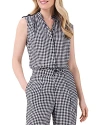 Nic + Zoe Gingham Sleeveless Button-up Shirt In Black Multi