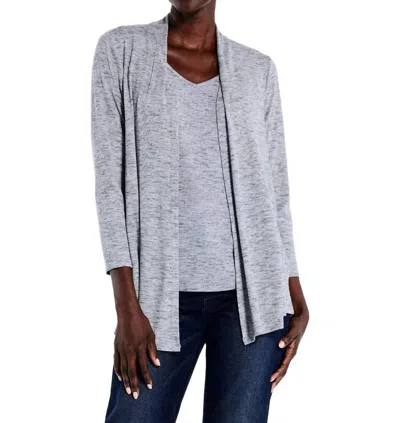 Nic + Zoe Drapey Rib Cardigan In Moonwalk In Multi