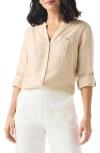 Nic + Zoe Drapey Utility Button-up Shirt In Sandshell