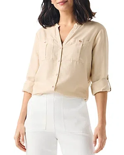 Nic + Zoe Drapey Utility Button-up Shirt In Sandshell