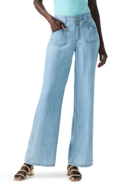 Nic + Zoe Drapey Wide Leg Jeans In Mid Wash