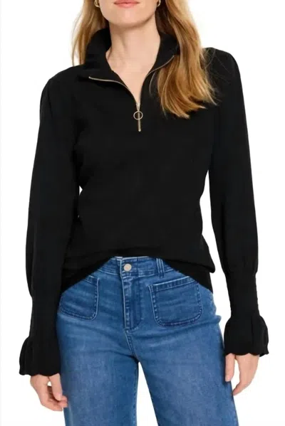 Nic + Zoe Easy Charm Quarter Zip Sweater In Black Onyx