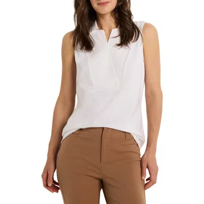 Nic + Zoe Nic+zoe Easy Collar Mixed Media Tank In Paper White