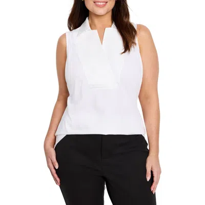 Nic + Zoe Nic+zoe Easy Collar Mixed Media Tank In Paper White