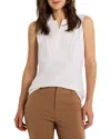 Nic + Zoe Nic+zoe Easy Collar Mixed Media Tank In Paper White