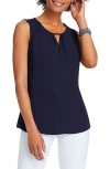 Nic + Zoe Keyhole Crepe Tank Top In Dark Indigo