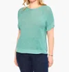 Nic + Zoe Easy Sleeve Summer Sweater In Dusty Aqua In Multi