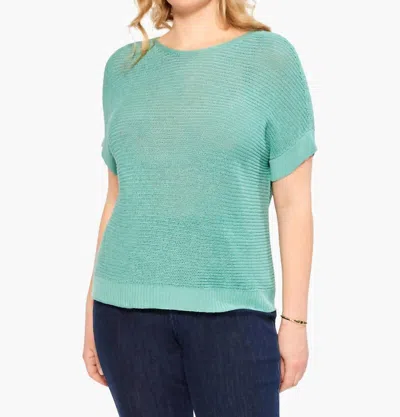 Nic + Zoe Easy Sleeve Summer Sweater In Dusty Aqua In Multi