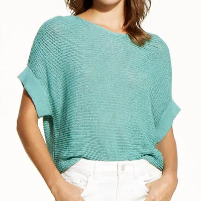 Nic + Zoe Easy Sleeve Summer Sweater In Hazy Aqua In Blue