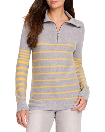 Nic + Zoe Nic+zoe Easy Stripe Half Zip Sweater In Grey