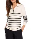 Nic + Zoe Nic+zoe Easy Stripe Half Zip Sweater In White Multi