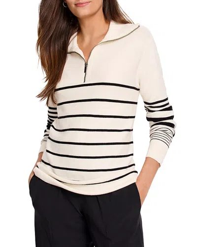 Nic + Zoe Nic+zoe Easy Stripe Half Zip Sweater In White