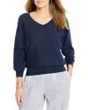 Nic + Zoe Easy V-neck Pure Cotton Sweater In Dark Indigo In Blue