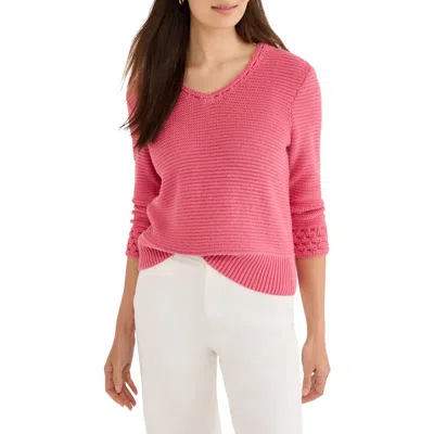 Nic + Zoe Nic+zoe Edged Pop Stitch Sweater In Pink