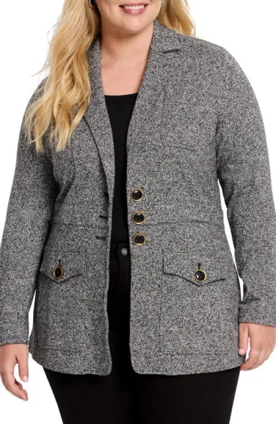 Nic + Zoe Nic+zoe Editor Cotton Blend Blazer In Black Mix