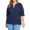 Nic + Zoe Nic+zoe Elbow Sleeve Split Neck Top