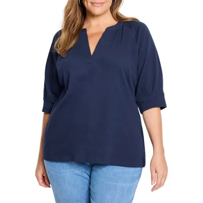 Nic + Zoe Nic+zoe Elbow Sleeve Split Neck Top