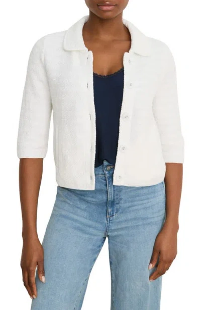 Nic + Zoe Nic+zoe Elbow Sleeve Textured Knit Jacket In White