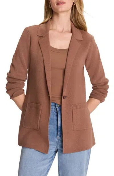 Nic + Zoe Nic+zoe Elegant Cotton Blend Sweater Jacket In Brown