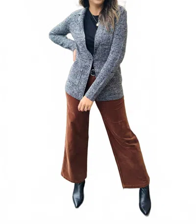 Nic + Zoe Elegant Knit Blazer In Black Mix In Blue