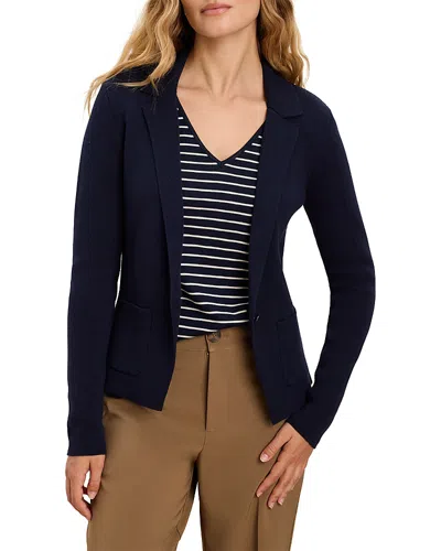 Nic + Zoe Nic+zoe Knit Cotton Blend One-button Blazer In Blue