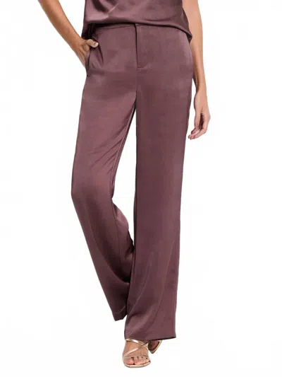 Nic + Zoe Eliot Wide Leg Luxe Satin Pants In Chai In Purple