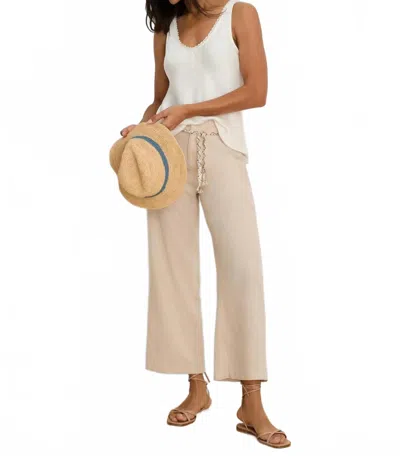 Nic + Zoe Eliot Wide Leg Rumba Linen Belted Crop Pants In Neutral Mix In Brown