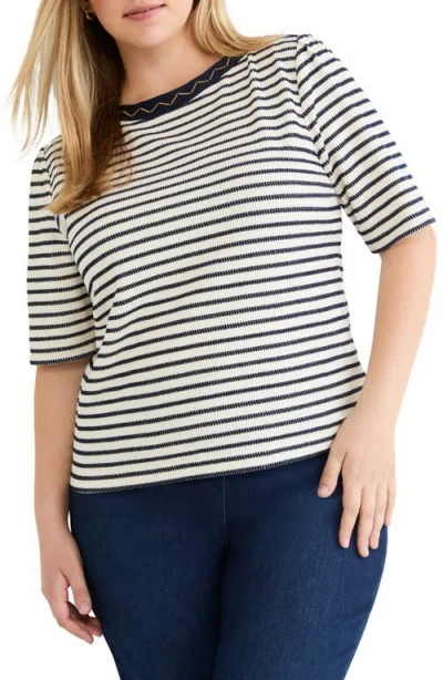 Nic + Zoe Nic+zoe Embroidered Boat Neck Shirt In Multi