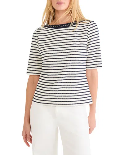 Nic + Zoe Nic+zoe Embroidered Boat Neck Top In Multi