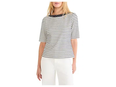 Nic + Zoe Embroidered Boatneck Top In Black