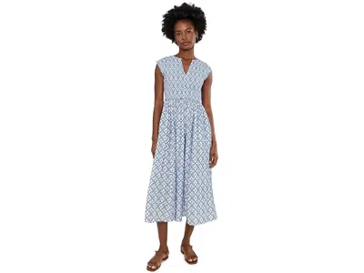 Nic + Zoe Nic+zoe Amelia Embroidered Tile Cotton Midi Dress In Blue