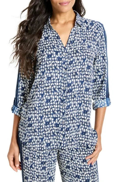 Nic + Zoe Nic+zoe Etched Angles Button-up Shirt In Blue