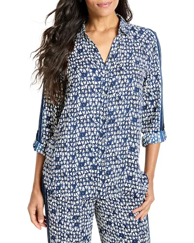 NIC + ZOE NIC+ZOE ETCHED ANGLES ROLL TAB SLEEVE SHIRT