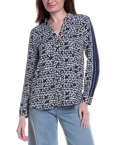 Nic + Zoe Nic+zoe Etched Angles Shirt In Blue
