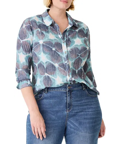 Nic + Zoe Nic+zoe Ethereal Seas Crinkle Shirt In Multi