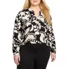 Nic + Zoe Nic+zoe Evening Petal Linen Blend Top In Black Multi