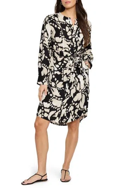 NIC + ZOE NIC+ZOE EVENING PETAL LONG SLEEVE LINEN BLEND DRESS