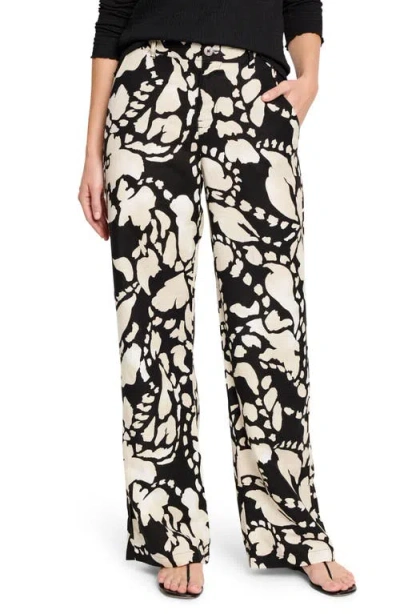 Nic + Zoe Nic+zoe Evening Petal Wide Leg Linen Blend Pants In Black Multi
