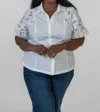 Nic + Zoe Eyelet Sleeves Shirt In White In White